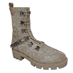 Christian Louboutin Horse Guarda Chain Strap Combat Boot Speckled EU 36.5 US 6.5